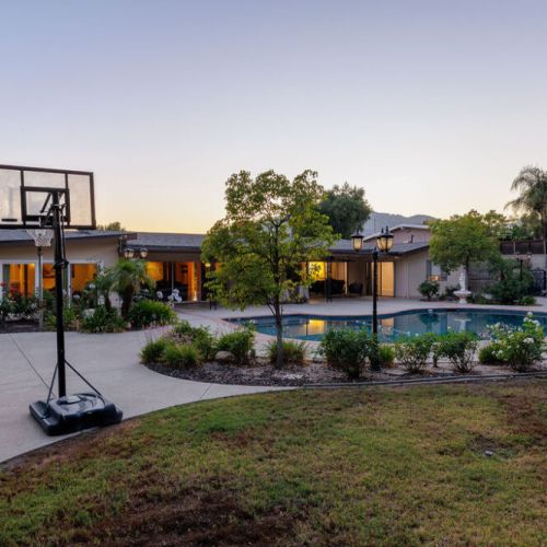 Basketball court in backyard