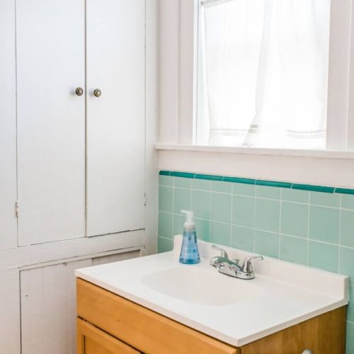 Extra linens in bathroom cabinets