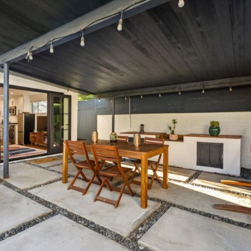 Outdoor dining area, right outside studio