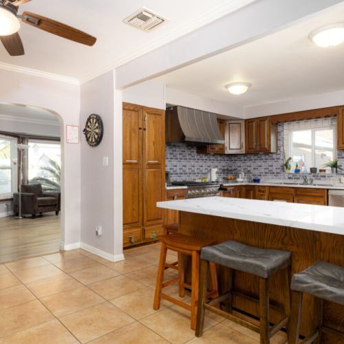 Kitchen views with a peek into the front family room