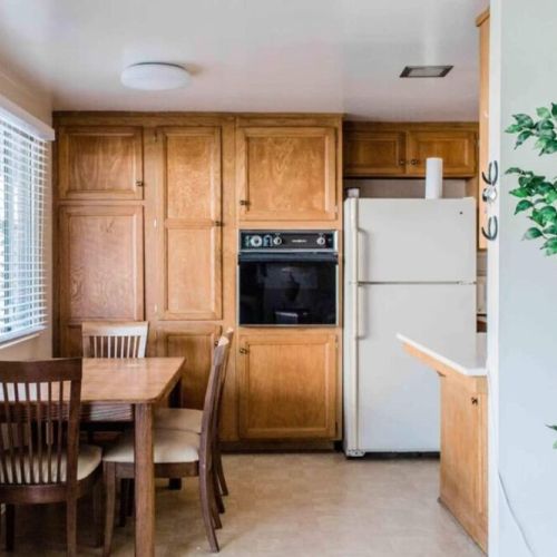 View of kitchen from living room