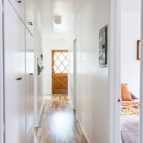 Cabinets in hallway are stocked with extra linens and towels for your stay.