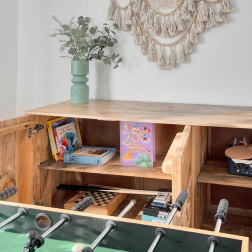 Kids' books and board games are available, fostering creativity and learning.