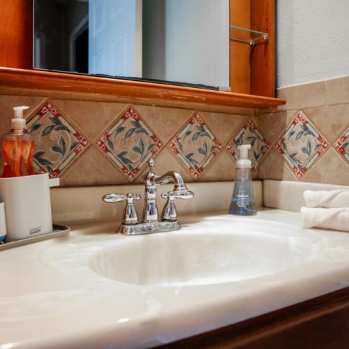 Simple set-up for dish-washing and getting ready.