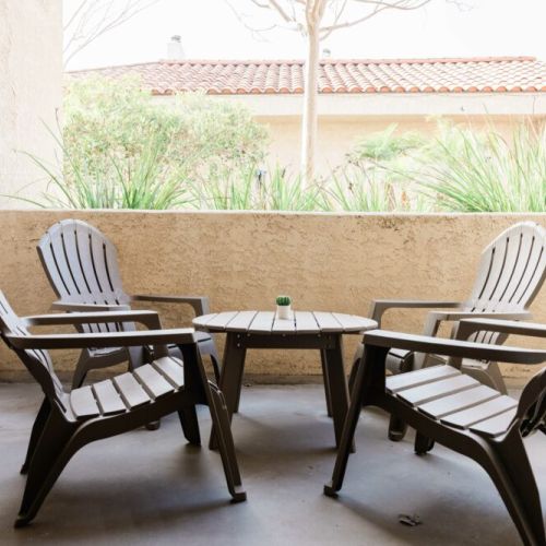 Patio seating outside the living room
