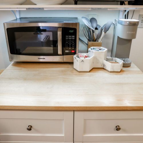 Counter space to prepare your meals or coffee.