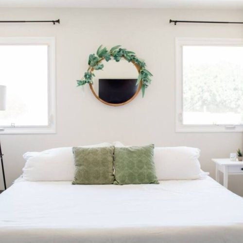 Master bedroom full of nature accents.