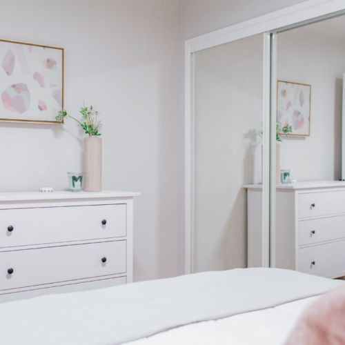 Dresser + full-sized closet to make your long stay comfortable