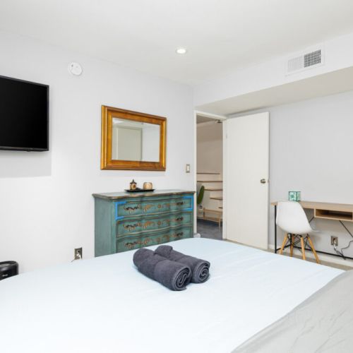 Make yourself at home and unpack your luggage into your wardrobe + dresser.