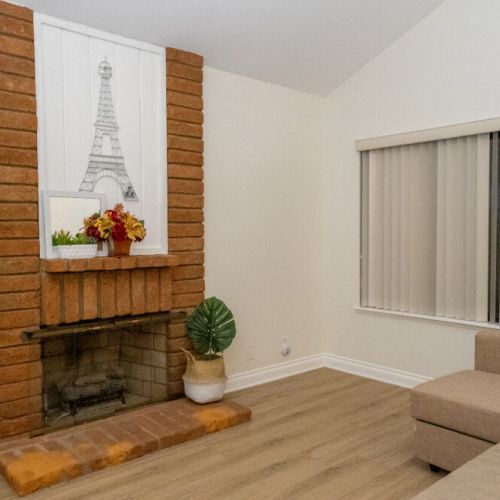 Indoor fireplace in master bedroom