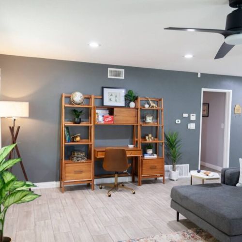 Great laptop desk workspace for remote workers.