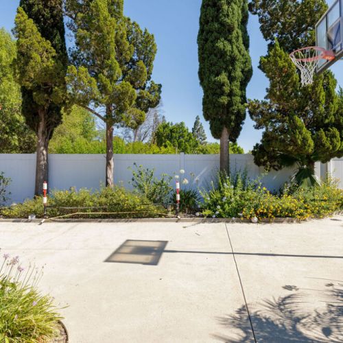 Basketball court in backyard