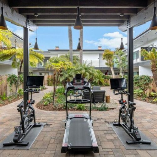 Get your workout on with our outdoor gym. Only in California. :)