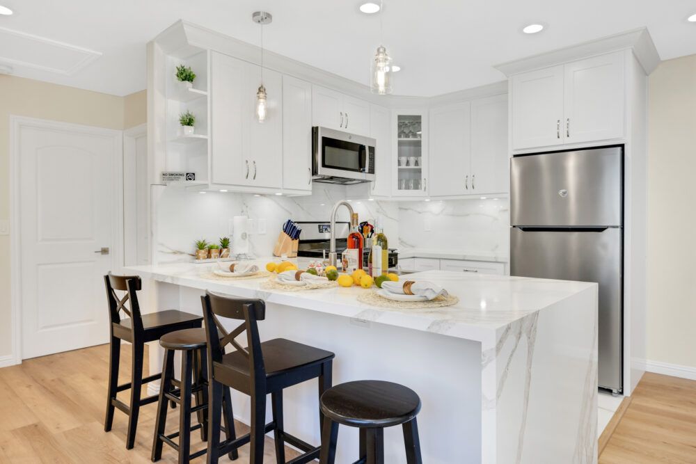 Brand new kitchen with stainless steel appliances