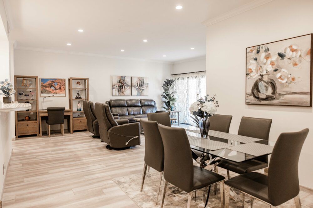 Large open space for the dining and living room area.