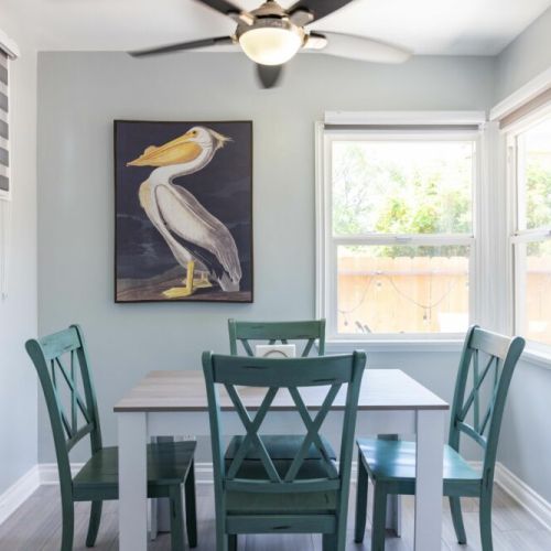 Beachy dining area