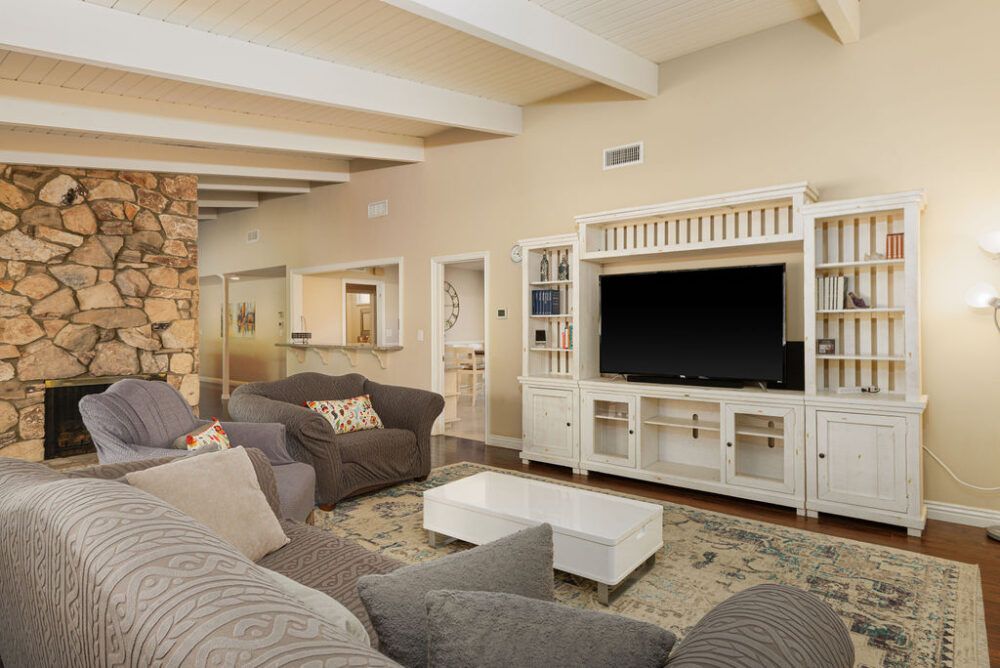 One of two living rooms