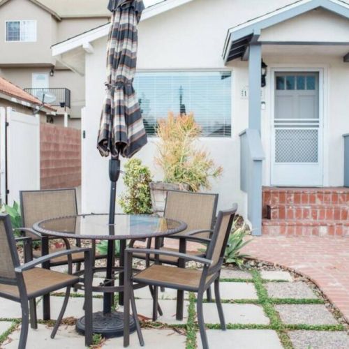 View of patio set and entrance