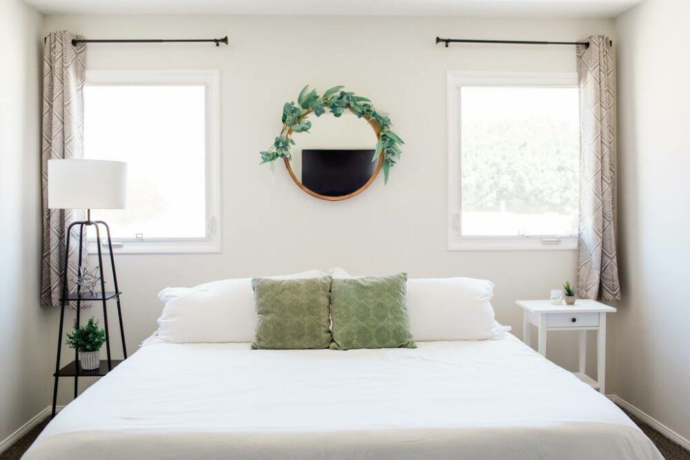 Master bedroom full of nature accents.