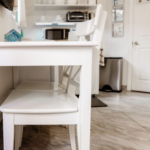 The table expands if you need a bigger work/dining space.