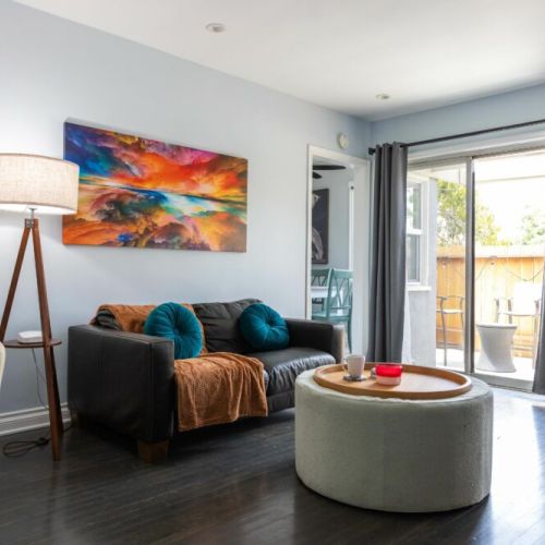 Spacious space between the living room and front patio!