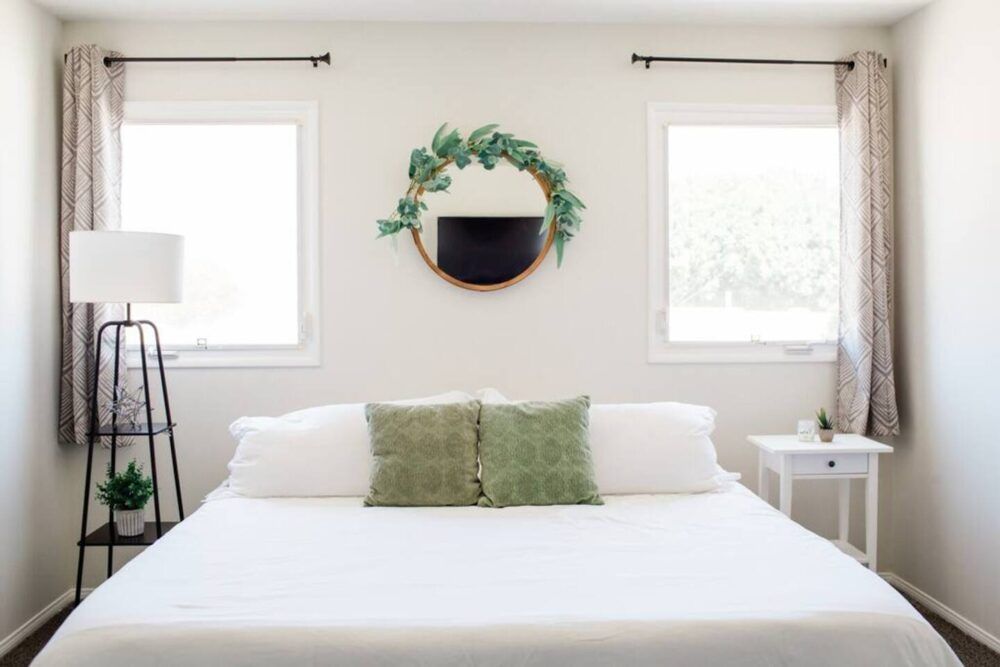 Master bedroom full of nature accents.