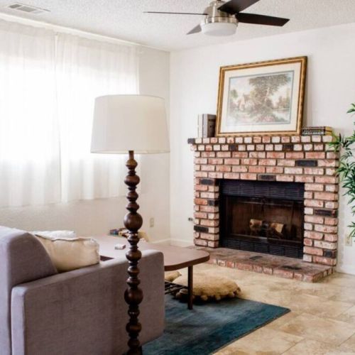 Game room with a lovely fireplace