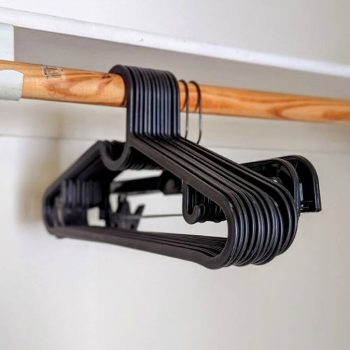 Hangers in each closet.