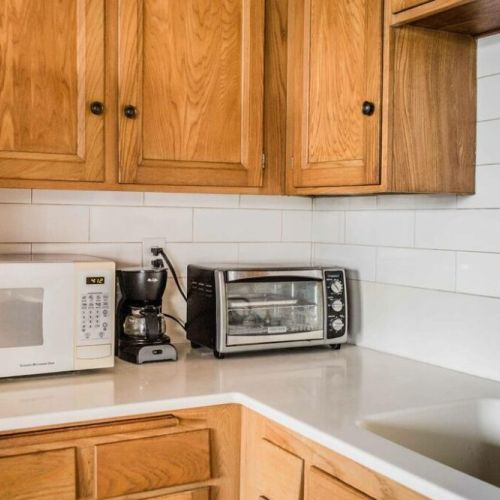 Microwave, toaster oven, and coffee maker