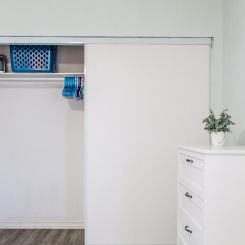 Plenty of storage space - dresser + full-size closet. Heater and fan in each room!