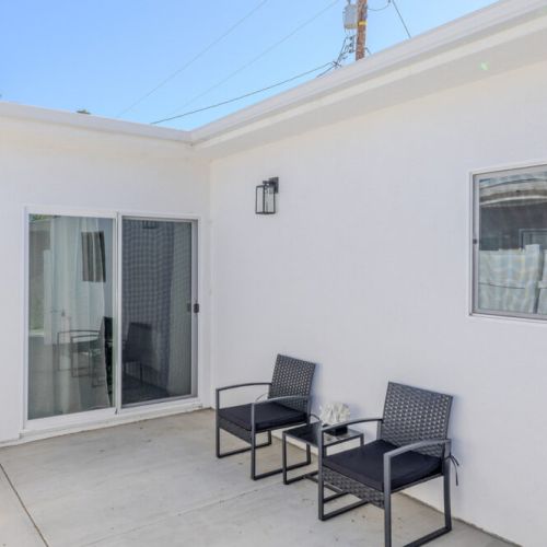 Patio seating right outside the master bedroom