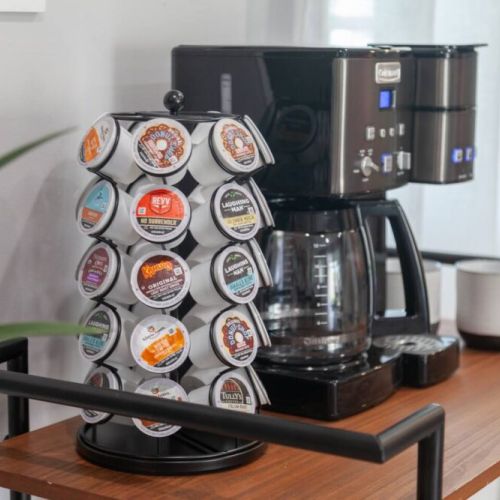 A coffee bar is strategically placed as you walk into the dining room.