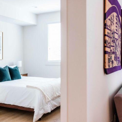 A peek into the master bedroom from the living room