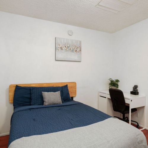 Fourth bedroom furnished with a twin-sized bed and desk