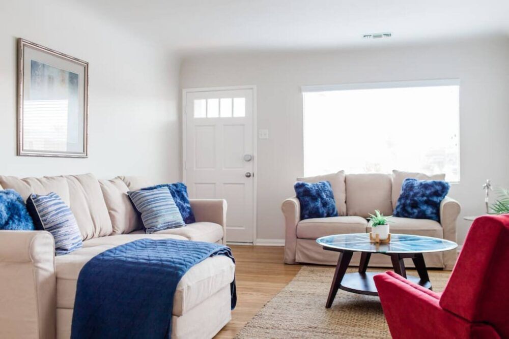 Take a seat in the living room to relax and enjoy each other's company. :)