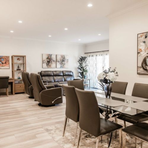 Large open space for the dining and living room area.